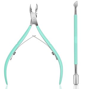 Green Trimmer with Cuticle Pusher Cuticle Nipper Stainless Steel Cuticle Remover Cutter Clipper Durable Pedicure Manicure Tools - Product Image 1