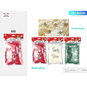 Decorazioni Natalizie, Mix Tricolore, Confezione da 12, 50G, Carta Stropicciata con Superficie di Paillettes, Fiocchi di Neve Glitterati, Confezione da 12, 50G, Natale - Product Image 2