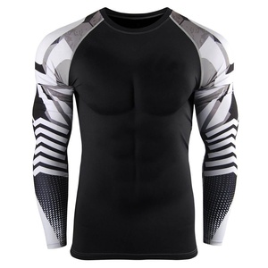 Digital Print Customized Logo New Arrival Make Your Own <b>Men</b> <b>Compression</b> <b>Shirts</b> Breathable Spandex/Polyester Full Sleeve - Product Image 1