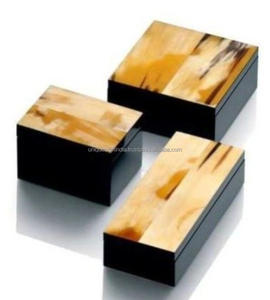 Caja de almacenamiento de recuerdo de MDF de 6x4 pulgadas hecha a mano de lujo con incrustaciones de cuerno elegante organizador de joyas para decoración del hogar y regalos - Product Image 5