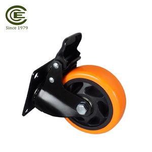 Roue pivotante de 4 pouces en polyuréthane avec frein monté sur plaque, roulement à billes de précision pour mobilier industriel - Product Image 3