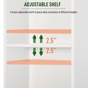Mobiletto Moderno a 3 Ripiani in PVC Bianco e MDF Acrilico, Design Semplice per Risparmiare Spazio in Bagno, Camera da Letto, Hotel - Product Image 5