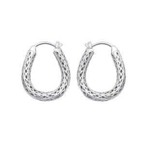 bohemian 925 sterling <b>silver</b> hoop <b>earrings</b> 18x22mm womens lightweight <b>silver</b> plated oval hoops anniversary gift fine jewelry - Product Image 2