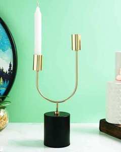 Support de Bougie en Métal Doré de Luxe, Porte-Bougie Moderne Décoratif en Fer, Centre de Table Élégant pour Bougies et Pots à Bougies à Domicile - Product Image 4