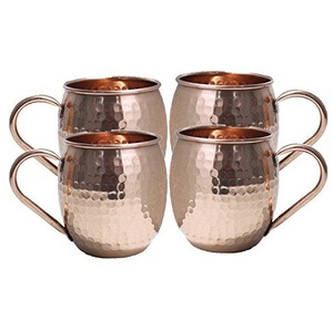 Set of 2 Hammered Copper Barrel Mugs with Matching <b>Straws</b> Moscow Mule Gift Set Barrel Style Mugs with <b>Straws</b> - Product Image 2