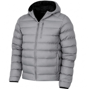 Manteau à capuche gris pour homme, coupe ample, fermeture éclair décontractée, épaisseur standard, softshell léger en polyester, 150g-200g - Product Image 1