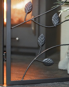 Botanical Vine Metal Fireplace <b>Screen</b> Three Panel Folding Fine Mesh Spark Guard Decorative Hearth <b>Protector</b> Black Finish - Product Image 4