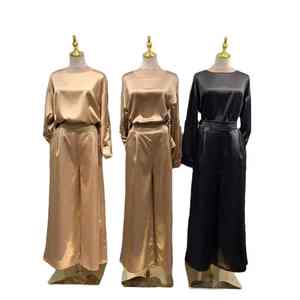 Abaya musulmane moderne de luxe à manches longues et col bateau pour femme, style Dubaï, modeste, islamique, décontractée, respirante, légère, longueur au sol - Product Image 5