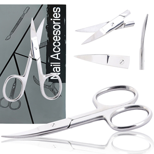 Ciseaux à cuticules à pointe fine emballés pour la vente au détail, en acier inoxydable, ciseaux de précision pour ongles avec étui zippé en PVC, ciseaux de manucure de qualité supérieure - Product Image 3