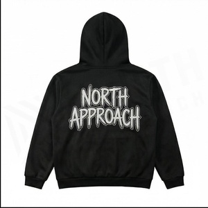 Sudadera con Capucha Oversize para Hombre North Approach, Negra, Estilo Urbano, con Estampado, Bolsillo Frontal, Corte Regular, Felpa Francesa de Algodón - Product Image 2