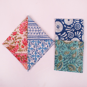 Handcrafted Cotton Square Handkerchief Bandana Set Floral Pattern Outdoor Hippie Hair <b>Accessory</b> Unisex - Product Image 2