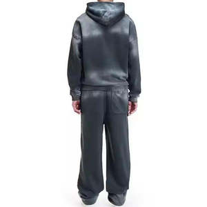 <b>American</b> Standing Collar Terry Knitted <b>Hoodie</b> Suit Men's Winter Fashion Brand Loose Casual Pants Sports Two Sets - Product Image 2