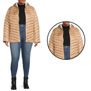 High Quality Women's Slim Fit Canvas Puffer Jackets Sheep Skin Nylon Fashionable <b>Stand</b> Collar Breathable Knitted Heated - Product Image 3