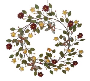 Couronne de Noël d'intérieur moderne et écologique en tôle de fer rouillée faite à la main avec motif de feuilles métalliques pour la décoration des fêtes - Product Image 3