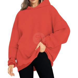Sudadera con Capucha de Forro Polar Verde Oscuro para Mujer, Estilo Deportivo, Hombros Caídos, Manga Larga, con Logotipo Frontal Personalizado, Estilo Urbano - Product Image 6