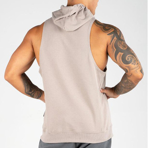 Men's <b>Sleeveless</b> Hooded Tank Top Solid Color Knitted Casual Breathable Regular Fit Autumn Wear <b>Hoodie</b> For Online Sale - Product Image 3