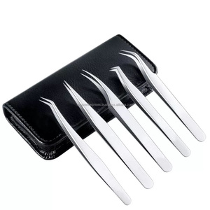 Pinzas de punta de fibra para extensión de pestañas, acero inoxidable - Product Image 6