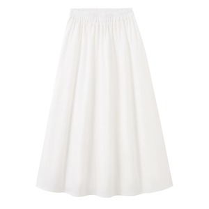 Women’s Cotton Linen A-Line Midi <b>Skirt</b> High Waist <b>Elastic</b> Waist Solid Color Casual Vintage Summer <b>Skirt</b> - Product Image 4