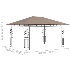 Gazebo Taupe 0.6 Oz/ft2 13.1 X9.8 X9 con Zanzariera e Pergola - Product Image 6