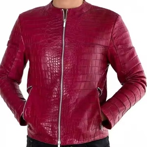Chaqueta Bomber de Cuero Genuino Unisex, Estilo Vintage, Corte Ajustado, con Cuello Alto, Diseño de Parches con Estampado de Dibujos Animados, Impermeable - Product Image 4