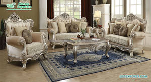 Juego de sofás de acabado dorado antiguo para el hogar, conjunto de sofás de madera de teca dorada tallada a mano, muebles de sala de estar con acabado dorado tallado pesado - Product Image 6