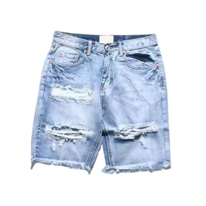 2025 Personnalisé Haute Qualité Été Denim Coupe Slim Droite Tricoté Homme Fitness Respirant Séchage Rapide Délavé Uni Moyen - Product Image 1
