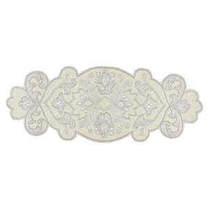 Embroidered Floral <b>Table</b> <b>Runner</b> Classic Cotton Home Decor Washable Beaded Pattern - Product Image 1