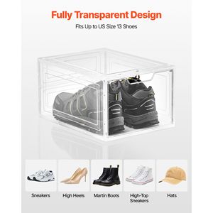 Scatole Impilabili in Plastica Trasparente XXL per Scarpe, Confezione da 12, con Porta Magnetica, Leggere, Adatte per Taglia US 13 - Product Image 2