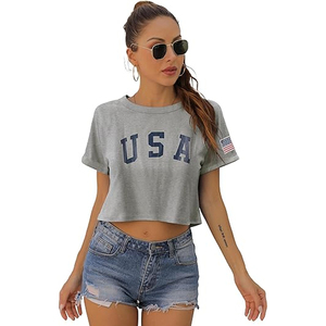 Camiseta Corta Oversize para Mujer, de Algodón, Hombros Caídos, Corte Holgado, Lisa, Estilo Urbano, con Logotipo Personalizado, Top de Verano - Product Image 5