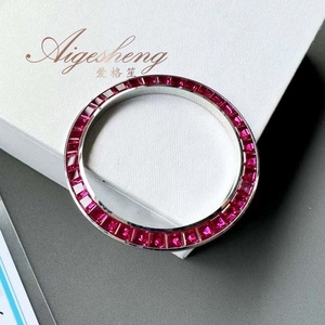Aigesheng Đồng Hồ Các Bộ Phận Phù Hợp 40Mm Trường Hợp Đồng Hồ Vàng Trắng + Tự Nhiên Của Ruby <span class=keywords><strong>Bezel</strong></span> Đầy Đủ Thép Cho Nam Giới Xem Trường Hợp Gốm Sứ <span class=keywords><strong>Bezel</strong></span> - Product Image 1