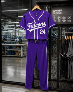 Ensemble uniforme de baseball Falcon violet pour homme adulte, personnalisable, respirant, en polyester, service OEM - Product Image 5