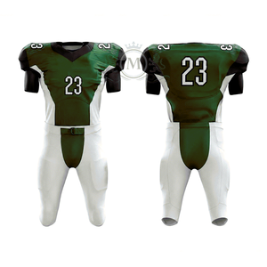 Ensemble d'uniformes de football américain pour hommes, vert et blanc, imprimé par transfert thermique, numéro 23, manches courtes, évacuation de l'humidité, coupe ajustée, maille sur le devant - Product Image 1