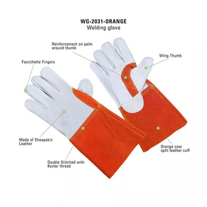 ถุงมือเชื่อมสีส้ม Orange Tig ยี่ห้อ JNM SAFETY รุ่น JNM-3730 หนัก 11 ออนซ์ ผลิตจากหนังแกะและหนังวัวฟอกฝาด ปราศจากน้ำยาง ทนทานต่อเปลวไฟ - Product Image 5