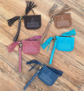 Porte-monnaie en cuir suédé de luxe pour femmes avec bracelet d'outillage porte-cartes en cuir véritable occidental porte-clés portefeuilles - Product Image 4