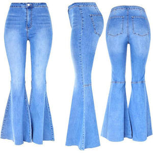 Pantalon en jean minimaliste uni pour femme, taille haute, coupe bootcut, Vaqueros Pantalones - Product Image 6