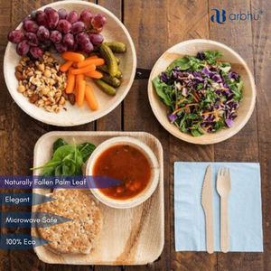 Premium Areca Leaf Plates Round Biodegradable <b>Disposable</b> Palm <b>Tableware</b> Eco Friendly Dinnerware For Restaurant Services - Product Image 2