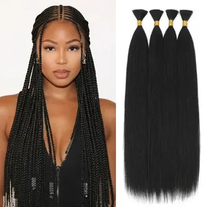 <b>Long</b> Natural <b>Black</b> Virgin Human Hair Straight Bulk Remy Hair 100% Remy Double Drawn High Density Customizable Length - Product Image 3