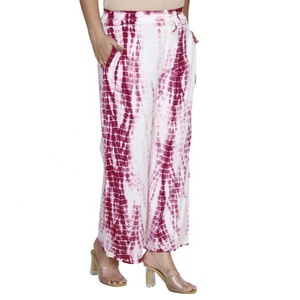 Ensemble haut de gamme en mousseline tie-dye avec pantalon palazzo pour femme, idéal pour les occasions quotidiennes et formelles, disponible au prix de gros en Inde - Product Image 5