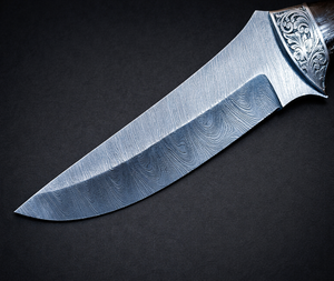 Cuchillo de Caza Hecho a Mano de Acero de Damasco con Mango de Madera de Wenge, Venta al Por Mayor Personalizada OEM - Product Image 2