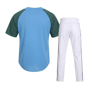 Pantalon de baseball pour homme bleu clair de haute qualité, impression sérigraphique, 100 % polyester, taille élastique, séchage rapide, logo avant, coupe courte - Product Image 2