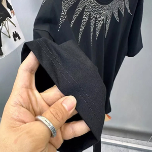 Camiseta de hombre con pedrería, estilo urbano brillante con cristales, de algodón, informal, para fiesta, proveedor mayorista OEM para niño - Product Image 5