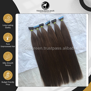 100% Virgen Natural Sin Procesar Grado Templo Sin Color # Extensiones de cabello humano de la India, 4 tiras rectas, al precio más bajo del mercado - Product Image 2