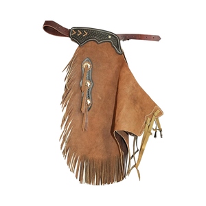 Chaps de Cuero Estilo Western para Hombre, de Cuero Genuino con Flecos, Cierre de Hebilla, Accesorio Ecuestre - Product Image 1