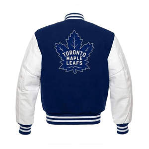 Toronto Maple Leafs Varsity <b>Jacket</b> <b>Men</b> Women Blue <b>White</b> Baseball Letterman <b>Jacket</b> Custom Embroidered Logo Winter Streetwear - Product Image 2