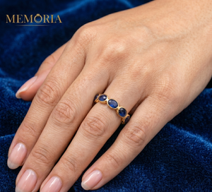 <b>Fascinating</b> Natural <b>Blue</b> Sapphire Gemstone Rose Gold Handmade IGI Certified Eternity Rings Jewelry <b>for</b> Wholesaler Supplier - Product Image 6