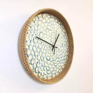 นาฬิกาแขวนผนังทรงกลมหวายสไตล์วินเทจ งานสานมือ ตกแต่งบ้าน ขายส่ง - Product Image 1