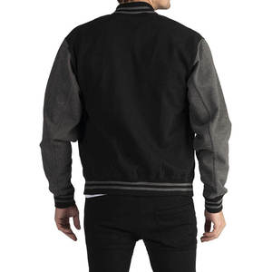 Men's Tonal Black Charcoal Varsity Jacket Two Tone Heavyweight Letterman Baseball Style Streetwear Customized Wholesale <b>Coats</b> - Product Image 2