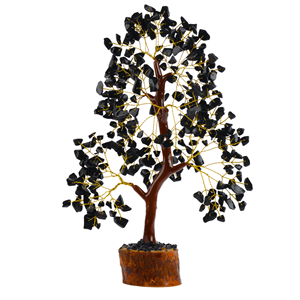 Arbre de Vie en Cristal de Tourmaline Noire en Gros avec Fil Doré, Pierres de Guérison, Décoration d'Intérieur - Product Image 1