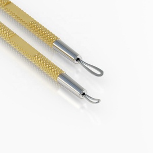 Extractor de Puntos Negros y Espinillas de Acero Inoxidable Natural, Herramienta 2 en 1, Chapado en Oro, para Eliminar Acné - Product Image 1
