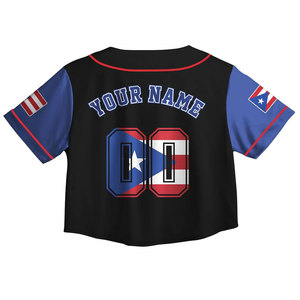 Crop top de baseball personnalisé pour femmes, impression par sublimation, logo d'équipe, numéro, jersey en polyester de qualité supérieure - Product Image 2